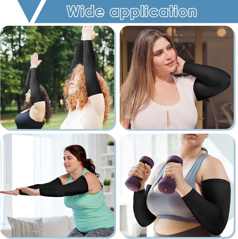 Chuarry 4 Pairs Plus Size Arm Sleeves for Women Men UV Sun Protection Cooling Ice Silk Arm Wraps for Flabby Arms - Image 5
